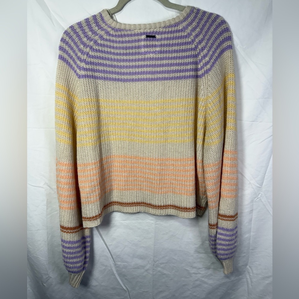 Billabong Striped V Neck Knit Sweater Multicolor Cropped Size L - Picture 4 of 6
